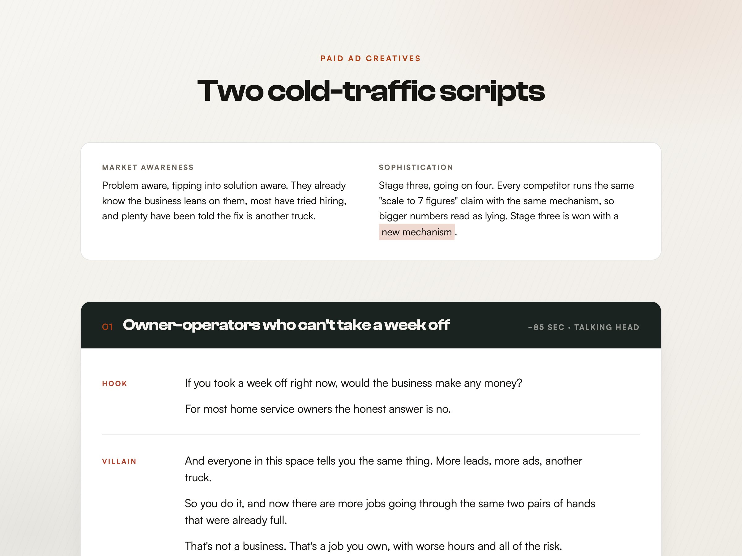 Ad creative scripts preview